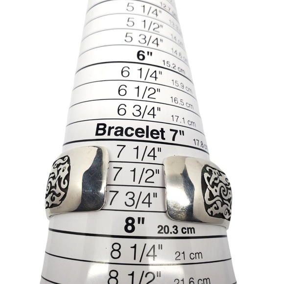 Sterling Silver Oxidized Filigree Cut Out Wide Cuff Bracelet #20765 - Picture 10 of 10